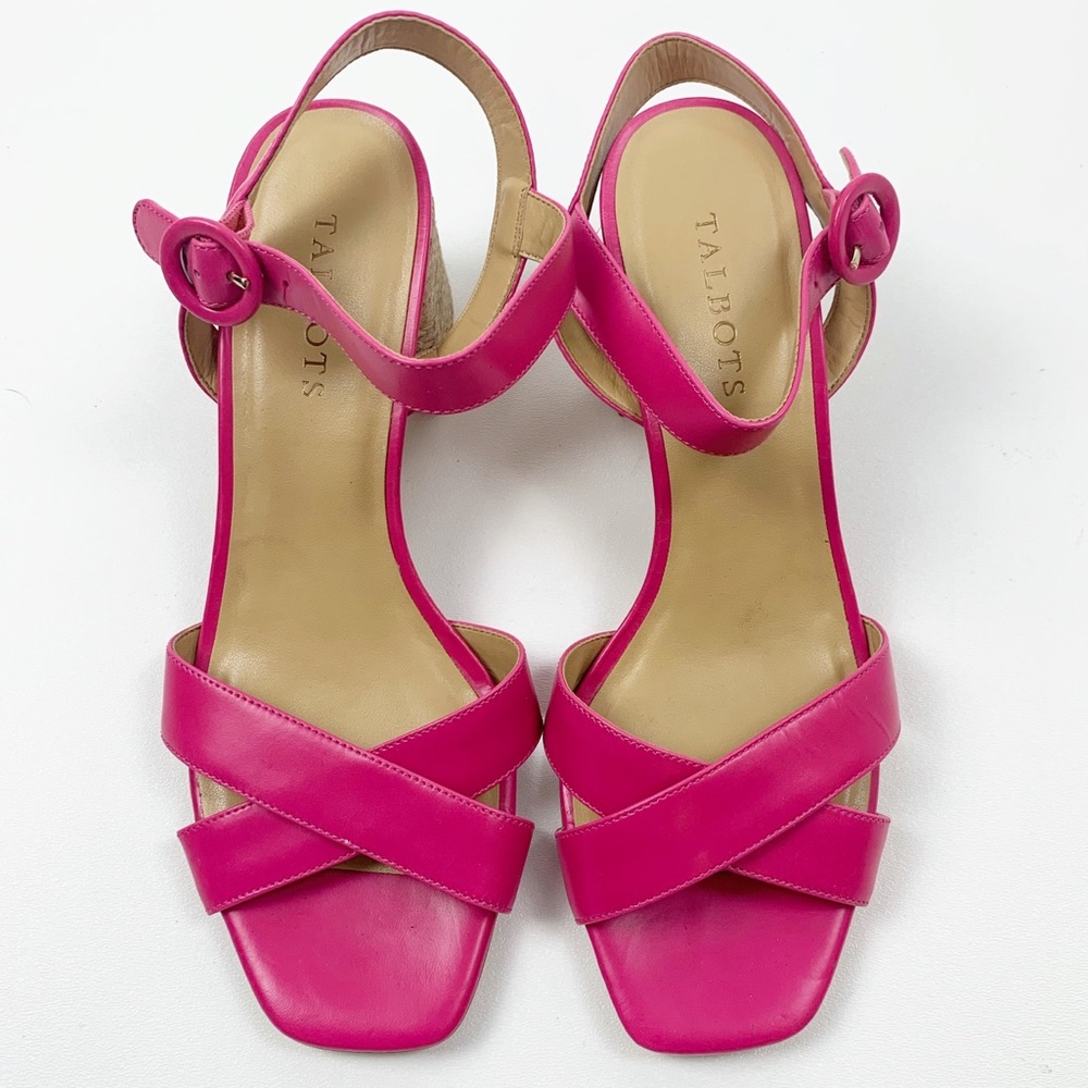Talbots Pink Open Toe Ankle Block Heel Pumps 8.5